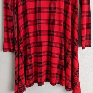Brezza Red Plaid Tunic Dress